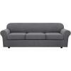 image:imageHVERSAILTEX 3 Piece Stretch Sofa Covers for 2 Cushion Loveseat Couch  Thicker Jacquard Fabric Medium Sofa TaupeGrey