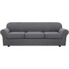 image:imageHVERSAILTEX 3 Piece Stretch Sofa Covers for 2 Cushion Loveseat Couch  Thicker Jacquard Fabric Medium Sofa TaupeGrey