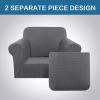 image:imageHVERSAILTEX 3 Piece Stretch Sofa Covers for 2 Cushion Loveseat Couch  Thicker Jacquard Fabric Medium Sofa TaupeGrey