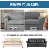 image:imageHVERSAILTEX 3 Piece Stretch Sofa Covers for 2 Cushion Loveseat Couch  Thicker Jacquard Fabric Medium Sofa TaupeGrey