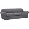 image:imageHVERSAILTEX 3 Piece Stretch Sofa Covers for 2 Cushion Loveseat Couch  Thicker Jacquard Fabric Medium Sofa TaupeGrey