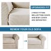 image:imageHVERSAILTEX 3 Piece Stretch Sofa Covers for 2 Cushion Loveseat Couch  Thicker Jacquard Fabric Medium Sofa TaupeIsland Fossi