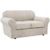 image:imageHVERSAILTEX 3 Piece Stretch Sofa Covers for 2 Cushion Loveseat Couch  Thicker Jacquard Fabric Medium Sofa TaupeIsland Fossi