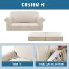 image:imageHVERSAILTEX 3 Piece Stretch Sofa Covers for 2 Cushion Loveseat Couch  Thicker Jacquard Fabric Medium Sofa TaupeIsland Fossi