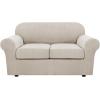 image:imageHVERSAILTEX 3 Piece Stretch Sofa Covers for 2 Cushion Loveseat Couch  Thicker Jacquard Fabric Medium Sofa TaupeIsland Fossi