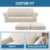 image:imageHVERSAILTEX 3 Piece Stretch Sofa Covers for 2 Cushion Loveseat Couch  Thicker Jacquard Fabric Medium Sofa TaupeIsland Fossi