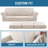 image:imageHVERSAILTEX 3 Piece Stretch Sofa Covers for 2 Cushion Loveseat Couch  Thicker Jacquard Fabric Medium Sofa TaupeIsland Fossi