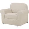image:imageHVERSAILTEX 3 Piece Stretch Sofa Covers for 2 Cushion Loveseat Couch  Thicker Jacquard Fabric Medium Sofa TaupeIsland Fossi