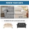 image:imageHVERSAILTEX 3 Piece Stretch Sofa Covers for 2 Cushion Loveseat Couch  Thicker Jacquard Fabric Medium Sofa TaupeIsland Fossi