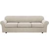 image:imageHVERSAILTEX 3 Piece Stretch Sofa Covers for 2 Cushion Loveseat Couch  Thicker Jacquard Fabric Medium Sofa TaupeIsland Fossi