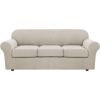 image:imageHVERSAILTEX 3 Piece Stretch Sofa Covers for 2 Cushion Loveseat Couch  Thicker Jacquard Fabric Medium Sofa TaupeIsland Fossi
