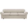 image:imageHVERSAILTEX 3 Piece Stretch Sofa Covers for 2 Cushion Loveseat Couch  Thicker Jacquard Fabric Medium Sofa TaupeIsland Fossi