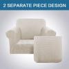 image:imageHVERSAILTEX 3 Piece Stretch Sofa Covers for 2 Cushion Loveseat Couch  Thicker Jacquard Fabric Medium Sofa TaupeIsland Fossi