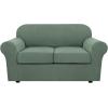 image:imageHVERSAILTEX 3 Piece Stretch Sofa Covers for 2 Cushion Loveseat Couch  Thicker Jacquard Fabric Medium Sofa TaupeLoden Frost