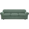 image:imageHVERSAILTEX 3 Piece Stretch Sofa Covers for 2 Cushion Loveseat Couch  Thicker Jacquard Fabric Medium Sofa TaupeLoden Frost