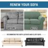 image:imageHVERSAILTEX 3 Piece Stretch Sofa Covers for 2 Cushion Loveseat Couch  Thicker Jacquard Fabric Medium Sofa TaupeLoden Frost