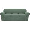 image:imageHVERSAILTEX 3 Piece Stretch Sofa Covers for 2 Cushion Loveseat Couch  Thicker Jacquard Fabric Medium Sofa TaupeLoden Frost