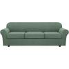 image:imageHVERSAILTEX 3 Piece Stretch Sofa Covers for 2 Cushion Loveseat Couch  Thicker Jacquard Fabric Medium Sofa TaupeLoden Frost