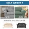 image:imageHVERSAILTEX 3 Piece Stretch Sofa Covers for 2 Cushion Loveseat Couch  Thicker Jacquard Fabric Medium Sofa TaupeLoden Frost