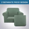 image:imageHVERSAILTEX 3 Piece Stretch Sofa Covers for 2 Cushion Loveseat Couch  Thicker Jacquard Fabric Medium Sofa TaupeLoden Frost