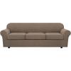 image:imageHVERSAILTEX 3 Piece Stretch Sofa Covers for 2 Cushion Loveseat Couch  Thicker Jacquard Fabric Medium Sofa TaupeMacchiato