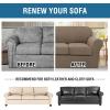 image:imageHVERSAILTEX 3 Piece Stretch Sofa Covers for 2 Cushion Loveseat Couch  Thicker Jacquard Fabric Medium Sofa TaupeMacchiato