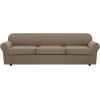 image:imageHVERSAILTEX 3 Piece Stretch Sofa Covers for 2 Cushion Loveseat Couch  Thicker Jacquard Fabric Medium Sofa TaupeMacchiato