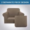 image:imageHVERSAILTEX 3 Piece Stretch Sofa Covers for 2 Cushion Loveseat Couch  Thicker Jacquard Fabric Medium Sofa TaupeMacchiato