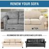 image:imageHVERSAILTEX 3 Piece Stretch Sofa Covers for 2 Cushion Loveseat Couch  Thicker Jacquard Fabric Medium Sofa TaupeNatural