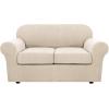 image:imageHVERSAILTEX 3 Piece Stretch Sofa Covers for 2 Cushion Loveseat Couch  Thicker Jacquard Fabric Medium Sofa TaupeNatural