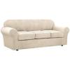 image:imageHVERSAILTEX 3 Piece Stretch Sofa Covers for 2 Cushion Loveseat Couch  Thicker Jacquard Fabric Medium Sofa TaupeNatural