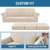 image:imageHVERSAILTEX 3 Piece Stretch Sofa Covers for 2 Cushion Loveseat Couch  Thicker Jacquard Fabric Medium Sofa TaupeNatural