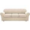 image:imageHVERSAILTEX 3 Piece Stretch Sofa Covers for 2 Cushion Loveseat Couch  Thicker Jacquard Fabric Medium Sofa TaupeNatural