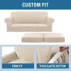 image:imageHVERSAILTEX 3 Piece Stretch Sofa Covers for 2 Cushion Loveseat Couch  Thicker Jacquard Fabric Medium Sofa TaupeNatural