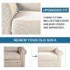 image:imageHVERSAILTEX 3 Piece Stretch Sofa Covers for 2 Cushion Loveseat Couch  Thicker Jacquard Fabric Medium Sofa TaupeNatural