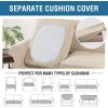 image:imageHVERSAILTEX 3 Piece Stretch Sofa Covers for 2 Cushion Loveseat Couch  Thicker Jacquard Fabric Medium Sofa TaupeNatural