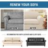 image:imageHVERSAILTEX 3 Piece Stretch Sofa Covers for 2 Cushion Loveseat Couch  Thicker Jacquard Fabric Medium Sofa TaupeNatural