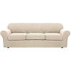 image:imageHVERSAILTEX 3 Piece Stretch Sofa Covers for 2 Cushion Loveseat Couch  Thicker Jacquard Fabric Medium Sofa TaupeNatural