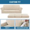 image:imageHVERSAILTEX 3 Piece Stretch Sofa Covers for 2 Cushion Loveseat Couch  Thicker Jacquard Fabric Medium Sofa TaupeNatural