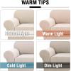 image:imageHVERSAILTEX 3 Piece Stretch Sofa Covers for 2 Cushion Loveseat Couch  Thicker Jacquard Fabric Medium Sofa TaupeNatural