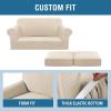 image:imageHVERSAILTEX 3 Piece Stretch Sofa Covers for 2 Cushion Loveseat Couch  Thicker Jacquard Fabric Medium Sofa TaupeNatural