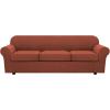 image:imageHVERSAILTEX 3 Piece Stretch Sofa Covers for 2 Cushion Loveseat Couch  Thicker Jacquard Fabric Medium Sofa TaupeRust