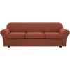 image:imageHVERSAILTEX 3 Piece Stretch Sofa Covers for 2 Cushion Loveseat Couch  Thicker Jacquard Fabric Medium Sofa TaupeRust