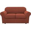 image:imageHVERSAILTEX 3 Piece Stretch Sofa Covers for 2 Cushion Loveseat Couch  Thicker Jacquard Fabric Medium Sofa TaupeRust