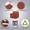 image:imageHVERSAILTEX 3 Piece Stretch Sofa Covers for 2 Cushion Loveseat Couch  Thicker Jacquard Fabric Medium Sofa TaupeRust