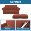image:imageHVERSAILTEX 3 Piece Stretch Sofa Covers for 2 Cushion Loveseat Couch  Thicker Jacquard Fabric Medium Sofa TaupeRust