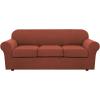 image:imageHVERSAILTEX 3 Piece Stretch Sofa Covers for 2 Cushion Loveseat Couch  Thicker Jacquard Fabric Medium Sofa TaupeRust