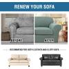 image:imageHVERSAILTEX 3 Piece Stretch Sofa Covers for 2 Cushion Loveseat Couch  Thicker Jacquard Fabric Medium Sofa TaupeSage
