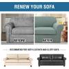 image:imageHVERSAILTEX 3 Piece Stretch Sofa Covers for 2 Cushion Loveseat Couch  Thicker Jacquard Fabric Medium Sofa TaupeSage