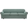 image:imageHVERSAILTEX 3 Piece Stretch Sofa Covers for 2 Cushion Loveseat Couch  Thicker Jacquard Fabric Medium Sofa TaupeSage